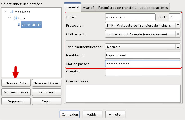 Configuration du client FTP 